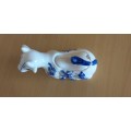 Blue & White Lidded Cow Figurine