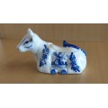 Blue & White Lidded Cow Figurine