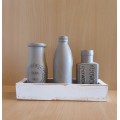 Set of 3 Painted Bottles in a Wooden Holder