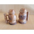 Set of 2 - Wooden Tankard/Beer Mug Salt & Pepper Shakers