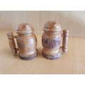 Set of 2 - Wooden Tankard/Beer Mug Salt & Pepper Shakers