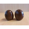 Set of 2 Wooden Salt & Pepper Shakers - height 7cm. width 7cm