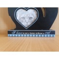 Wooden Cat Figurine Photo Frame - `A House is Not a Home without a Cat`