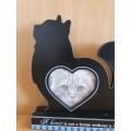 Wooden Cat Figurine Photo Frame - `A House is Not a Home without a Cat`