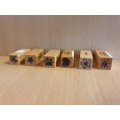 Lot of 6 Mini Rubber Stamps - 3cm x 1cm
