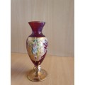Red Embossed Glass Vase - height 15cm