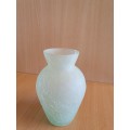 Green Crackled Glass Vase - height 13cm