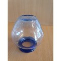 Blue Crackled Glass Vase - height 12cm
