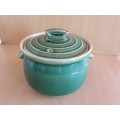 Round Green Lidded Ceramic Serving Bowl - Made in England