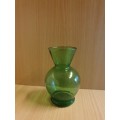 Small Green Glass Vase - height 11cm. width 7cm