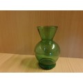 Small Green Glass Vase - height 11cm. width 7cm