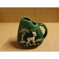 Small Vintage Green Ceramic Jug/Vase - height 8cm. width 8cm