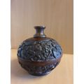 Round Carved Wooden Bowl - height 22cm. width 25cm