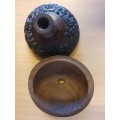 Round Carved Wooden Bowl - height 22cm. width 25cm