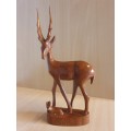 Wooden Impala Mother &  Baby Figurine - height 30cm. width 13cm