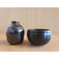 Set of 2 Pottery - Small Vase & Bowl