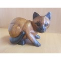 Wooden Cat Figurine - width 22cm. depth 19cm. height 14cm