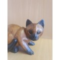 Wooden Cat Figurine - width 22cm. depth 19cm. height 14cm