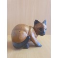 Wooden Cat Figurine - width 22cm. depth 19cm. height 14cm