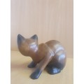 Wooden Cat Figurine - width 22cm. depth 19cm. height 14cm