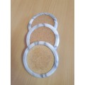 Set of 3 Round Stoneware and Cork Coasters - width 9cm