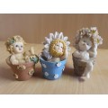 Set of 3 Small Flower Pot Baby Ornaments