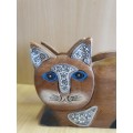 Wooden Cat Figurine Serviette Holder