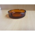 Vintage Round Amber Glass Ashtray - width 14cm