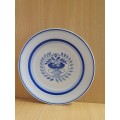 Vintage Round Blue & White Arabia Blue Rose Plate