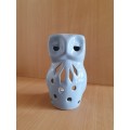 Ceramic Owl Figurine Candle Holder - height 16cm. width 10cm. depth 9cm