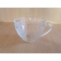 Vintage Round Glass Punch Bowl  with 8 Cups - width 30cm height 15cm