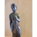 Tall Bronze Female Figurine Statue