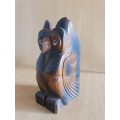 Wooden Owl Figurine Pen Holder (8cm x 7cm. height 16cm)