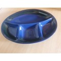 Blue Oval Platter with Dividers (38cm x 27cm)