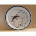 Painted Pottery Wall Plate - width 25cm