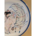 Painted Pottery Wall Plate - width 25cm