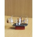 Miniature Ship in a Bottle - width 8cm height 6cm
