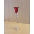 Tall Red & Clear Glass Candle Holder (30cm x 6cm)
