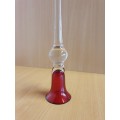 Tall Red & Clear Glass Candle Holder (30cm x 6cm)
