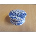 Round Blue & White Hillchurch Pottery Hand Engraved Pattern  Trinket Dish