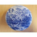 Round Blue & White Hillchurch Pottery Hand Engraved Pattern  Trinket Dish