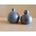 Set of 2 Pewter Bottles (height 8cm width 7cm, height 5cm with 5cm