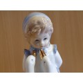 Blue & White Girl Figurine
