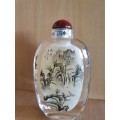 Glass Chinese Snuff Bottle in a Wooden Box