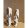 Set of 2 Stoneware Figurines (height 23cm width 7cm, height 20cm width 6cm)