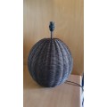 Round Brown Wicker Table Lamp