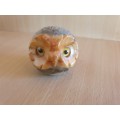 Genuine Alabaster Hand Carved Owl Figurine - 7cm x 6cm (Made in Italy)