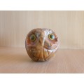 Genuine Alabaster Hand Carved Owl Figurine - 9cm x 7cm (Made in Italy)