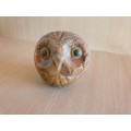 Genuine Alabaster Hand Carved Owl Figurine - 9cm x 7cm (Made in Italy)