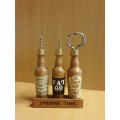 Set of 3 Vintage Wooden Bar Accessories - Corkscrew, Bottle Opener..